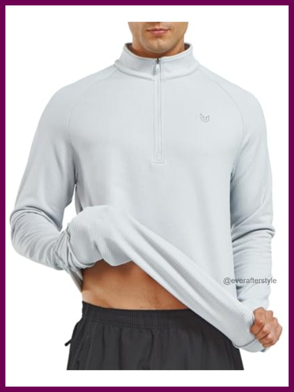 Mens Waffle Knit Quarter Zip Pullover Fleece Lined Running Golf Sweatshirt
